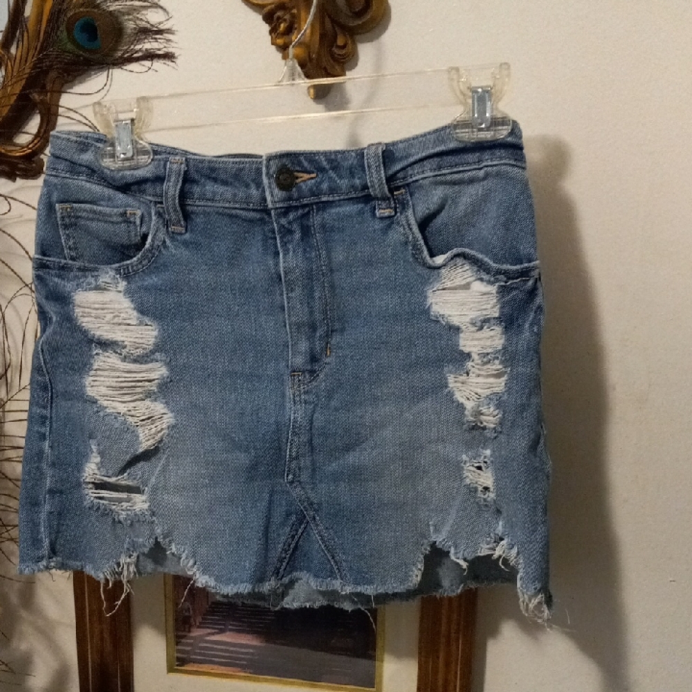Hollister Blue Distressed Skirt